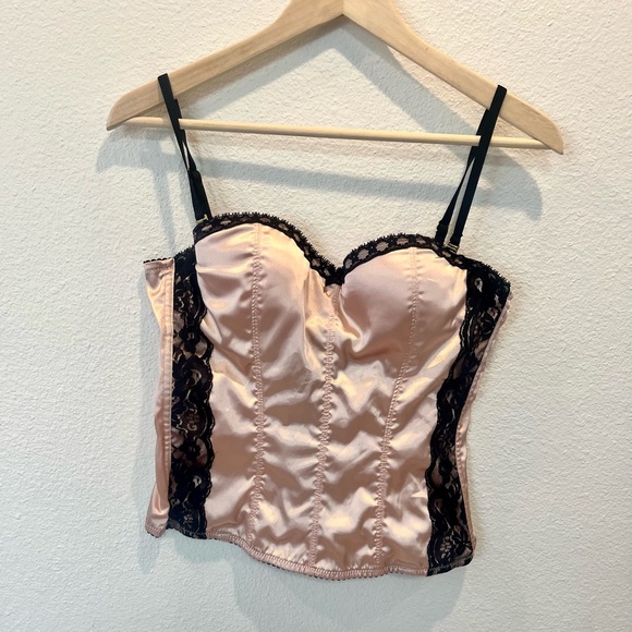 Frederick's of Hollywood Other - Frederick's‎ of Hollywood Pink Satin and Black Lace Bustier vintage